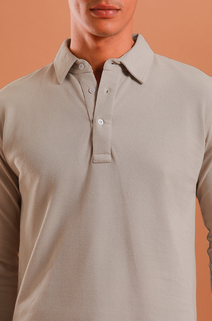 Prime Polo Full Sleeved Shirt - Ivory