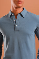 Prime Polo Full Sleeved Shirt - Dusty Blue